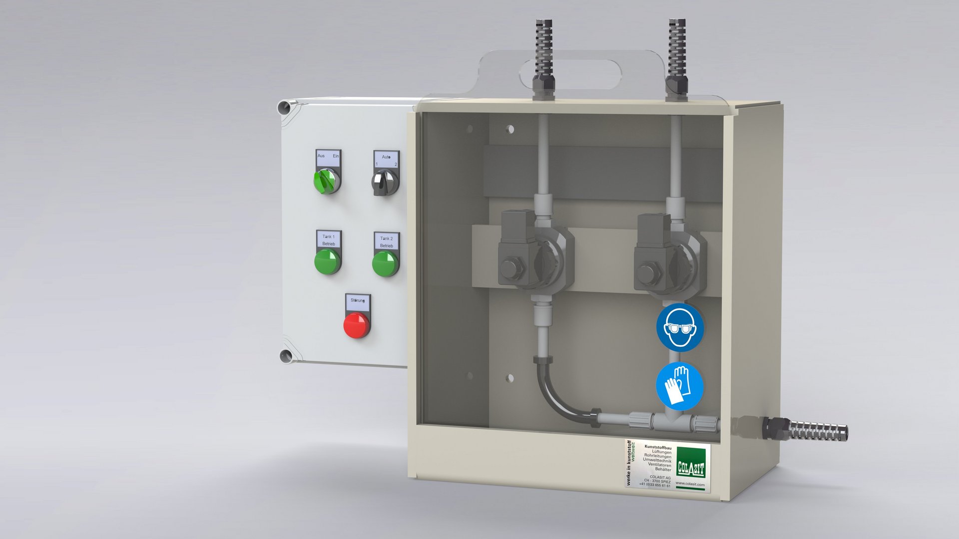 Sichere Chemikaliendosierung mit Dosierpumpe und Gehäuse in Kunststoffausführung - Colasit