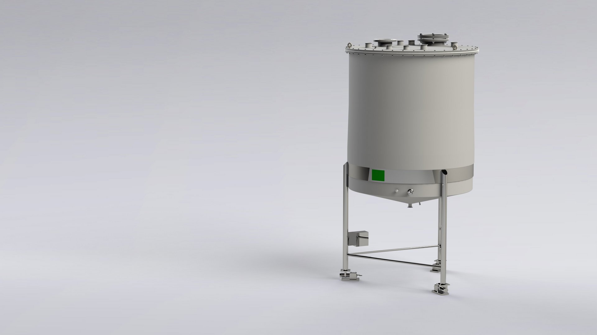 Réservoir de traitement avec fond conique sur cellules de pesage en thermoplastique PRFV - Colasit