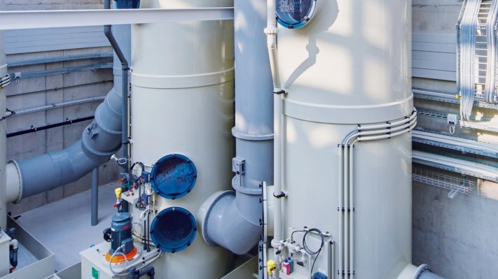 Industrial exhaust air purification systems made of plastic for environmentally-harmful exhaust air and gases - Colasit