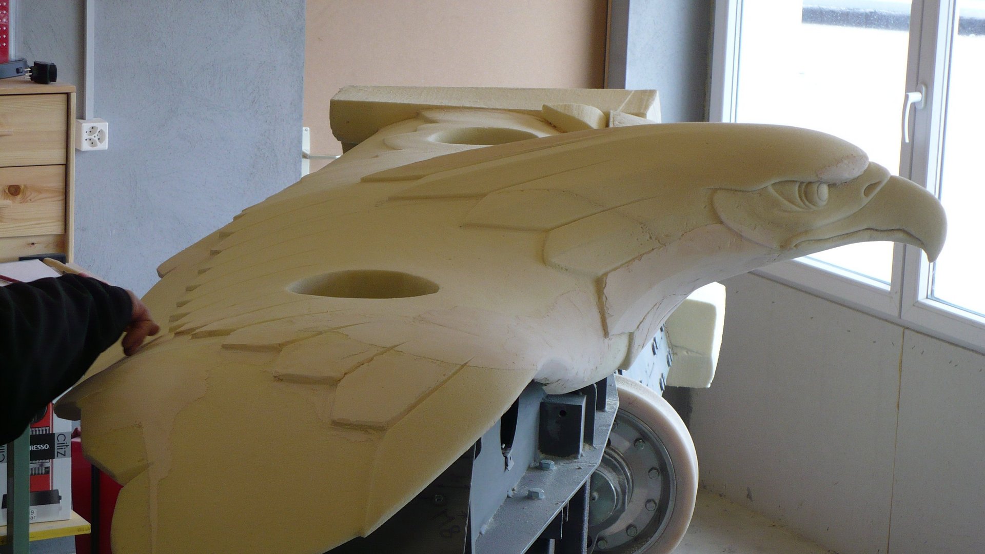 Original model making for fibre composite moulded materials, composite material made of GRP, CFRP, AFRP