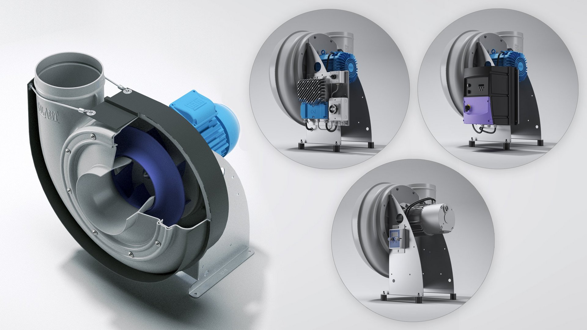 Gesamtsystem Ventilator mit Motor, Frequenzumrichter, Druck-Volumenstromregelung, Zubehör - Colasit