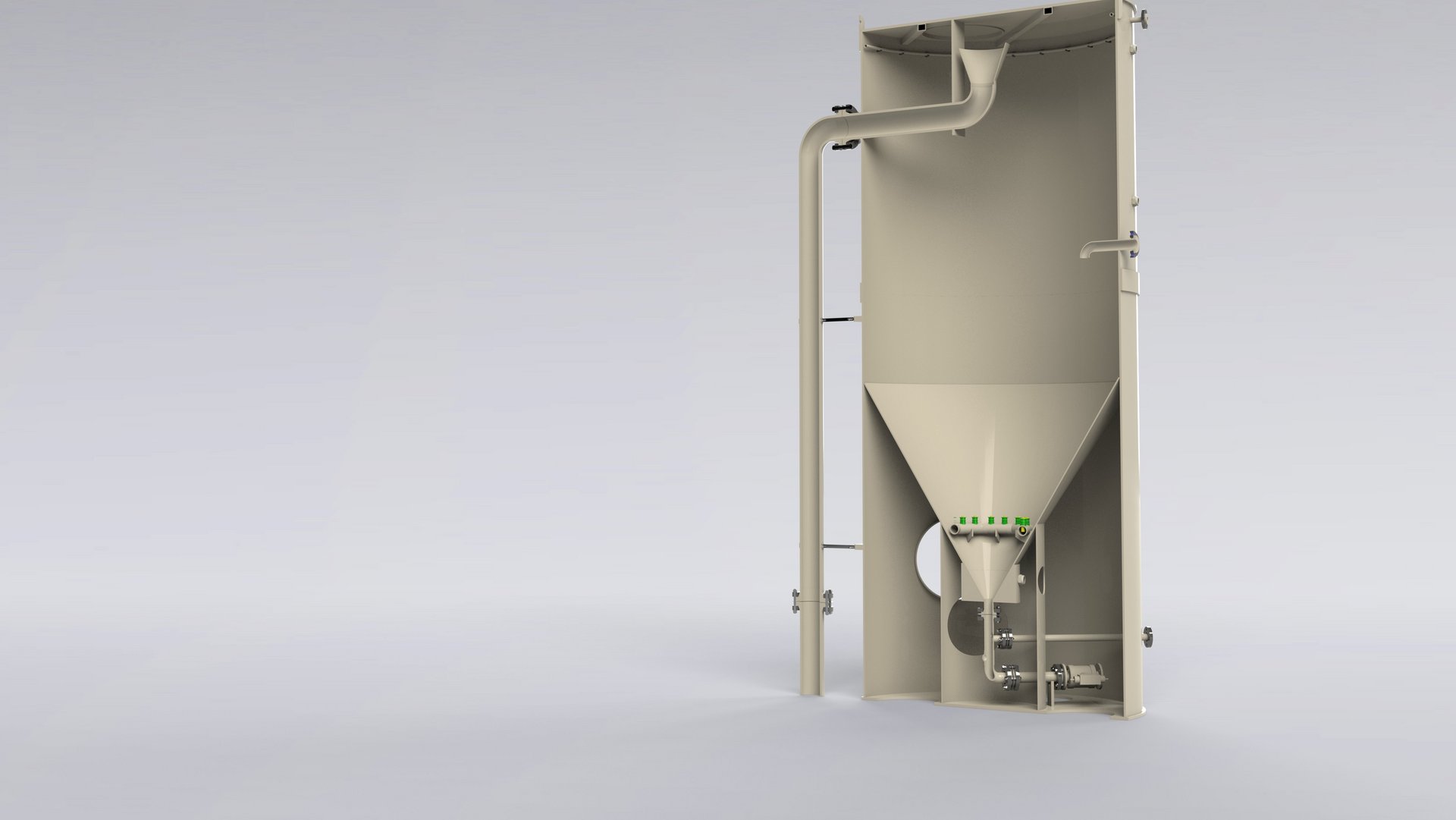 Plastic silo with conical bottom for chemically-aggressive media - Colasit