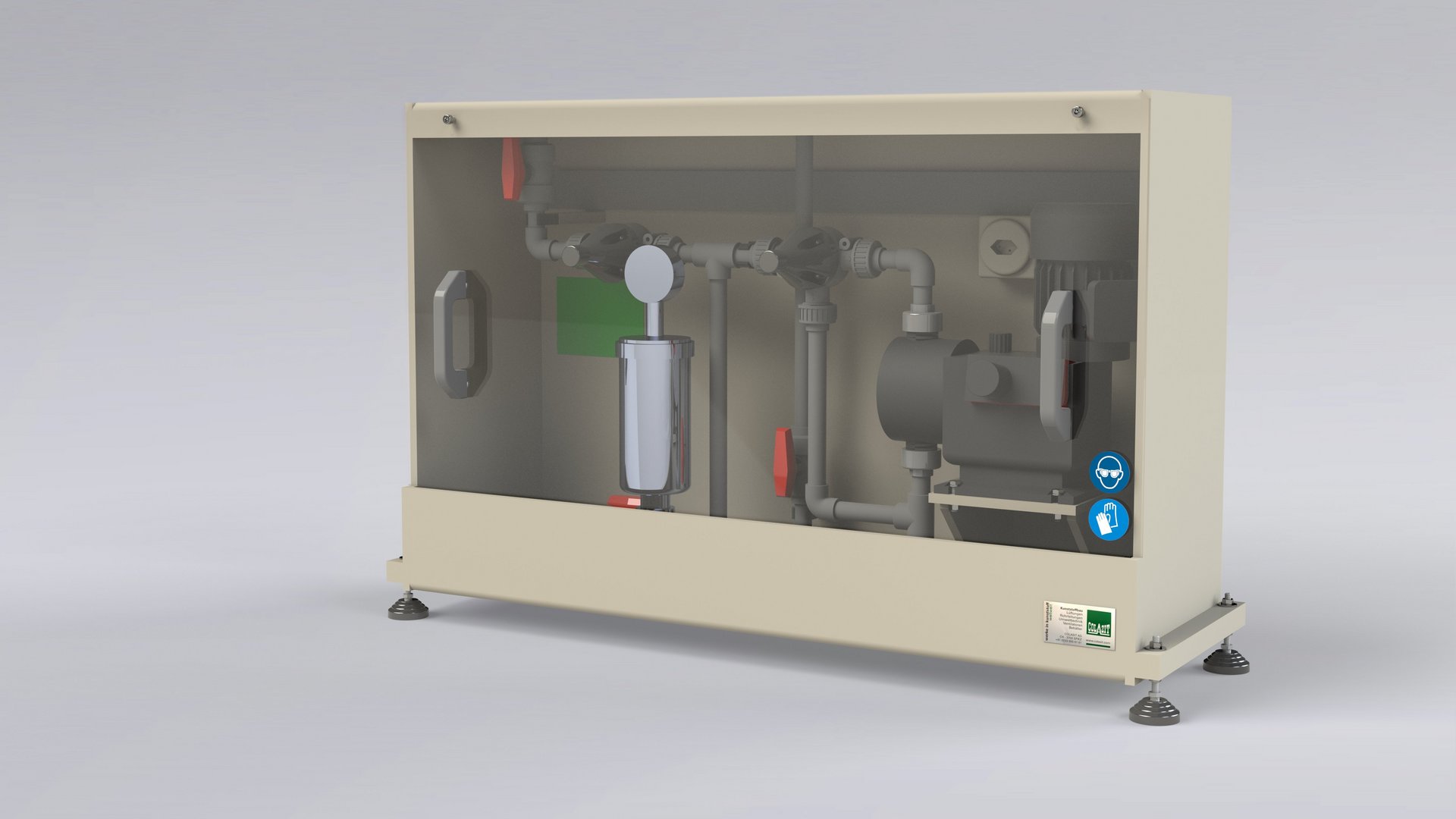 Sicherer Transfer von Chemikalien mit Pumpen und Personenspritzschutz in Kunststoffausführung - Colasit